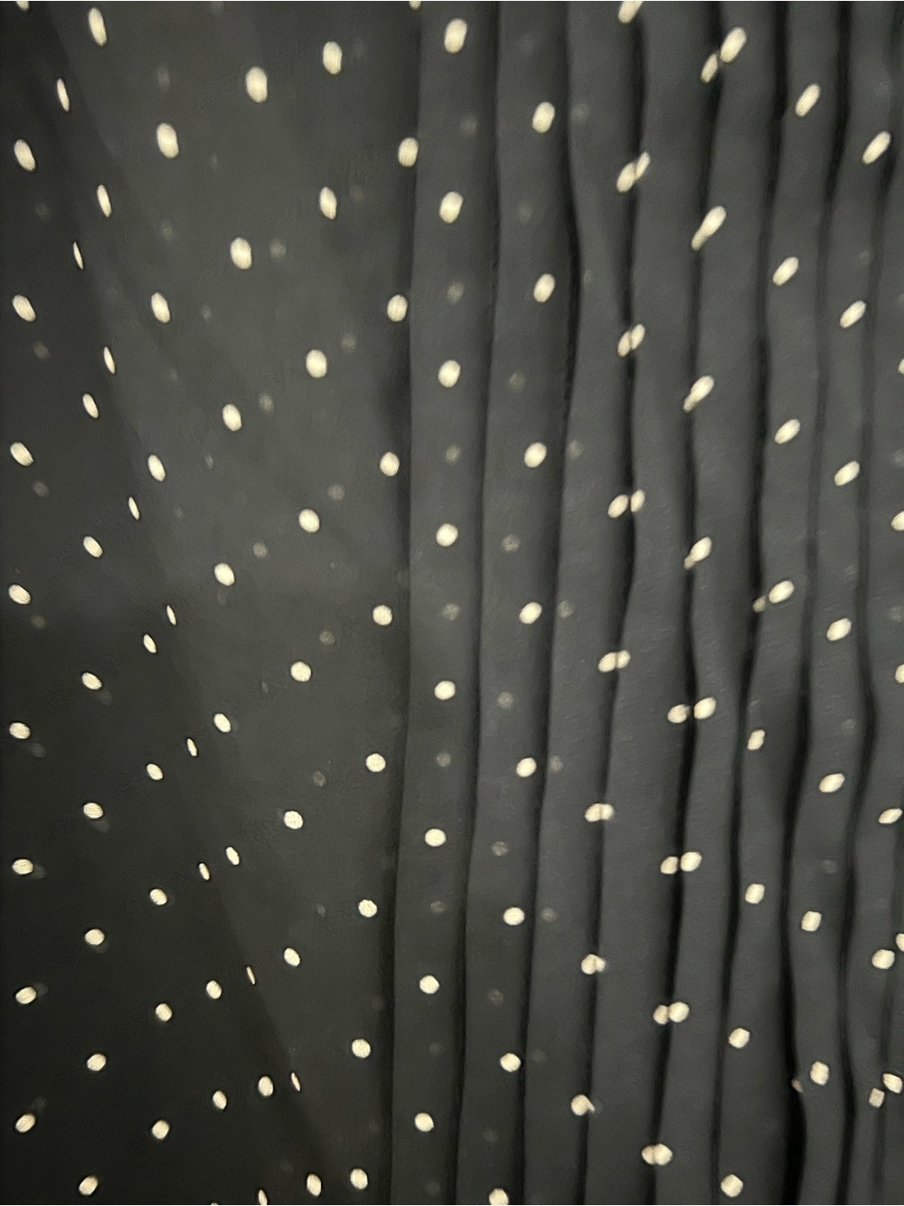 Zara Navy Blue and White Polka Dot Pleated Blouse